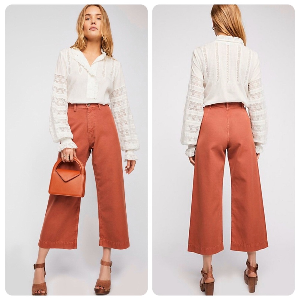 Free People Wide Leg Jeans in Rust
